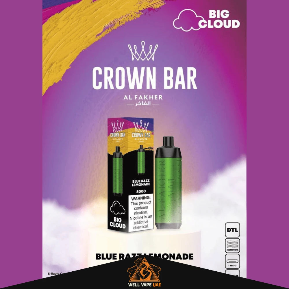 Al Fakher Crown Bar 8000 Puffs Blue Razz Lemonade
