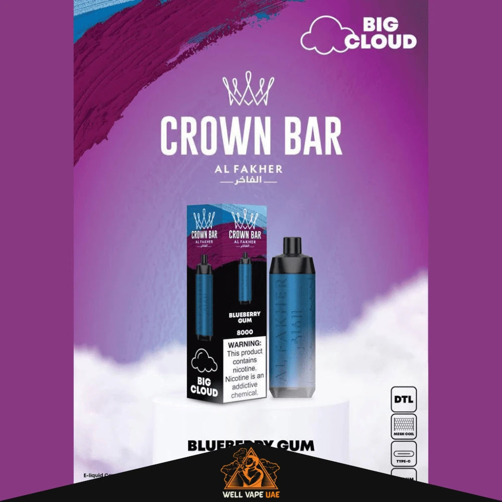 Al Fakher Crown Bar 8000 Puffs Blueberry Gum