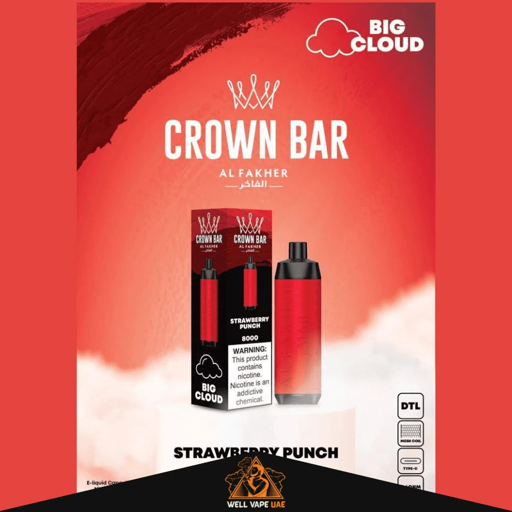 Al Fakher Crown Bar 8000 Puffs Strawberry Punch