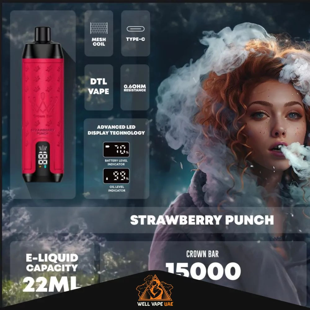 Al Fakher Crown Bar Pro Max 15000 Puffs Strawberry Punch