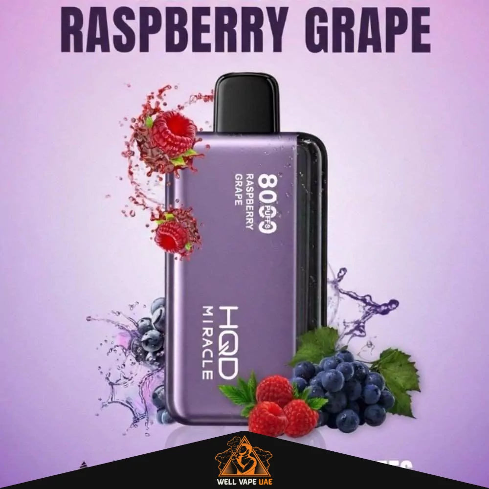 HQD Miracle 8000 Puffs Zero Nicotine Raspberry Grape