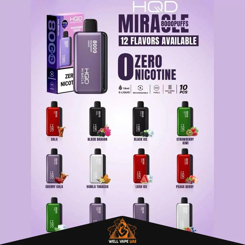 HQD Miracle 8000 Puffs Zero Nicotine