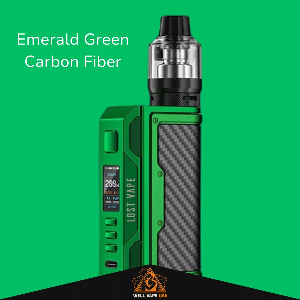 Lost Vape Thelema Quest 200W Box Mod Emerald Green Carbon Fiber