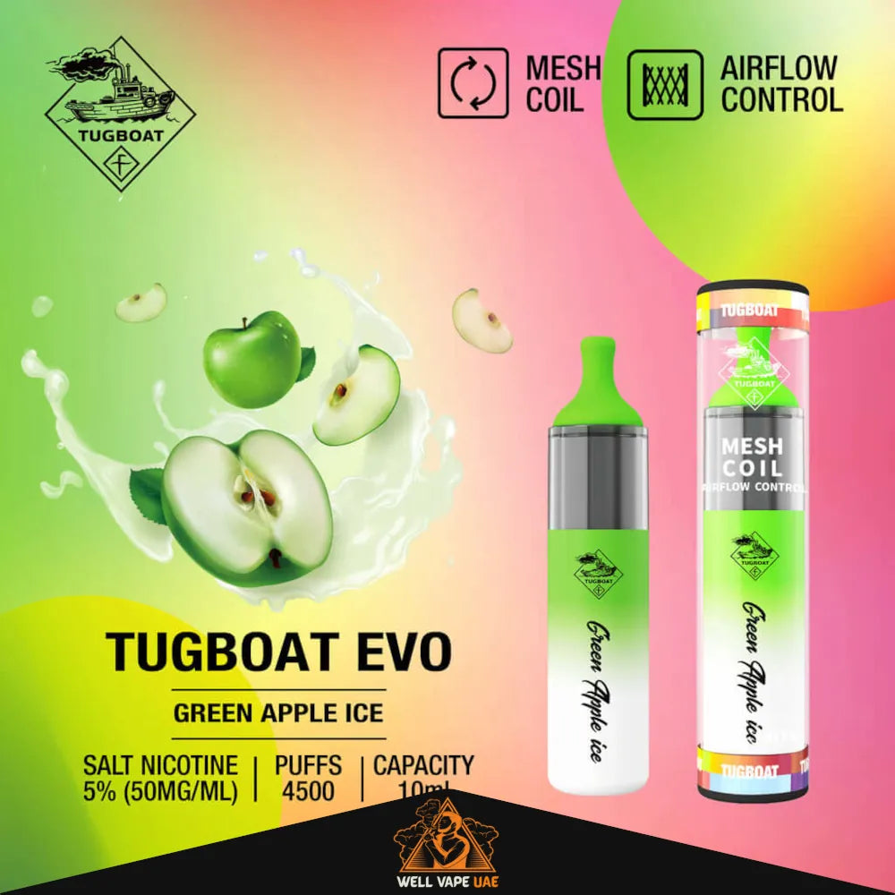 Tugboat EVO 4500 Puffs Green Apple Ice