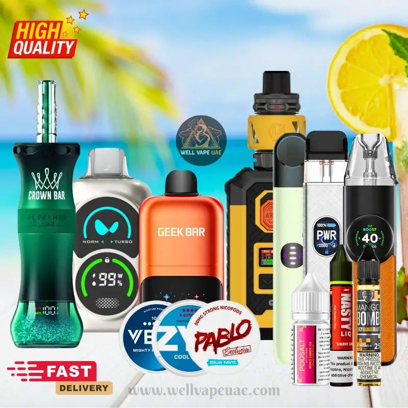 Premium vape devices, disposable vapes, and pod kits from a trusted vape shop UAE with fast vape delivery in Dubai