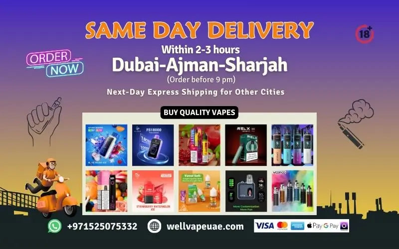 Promotional mobile banner of Well Vape UAE