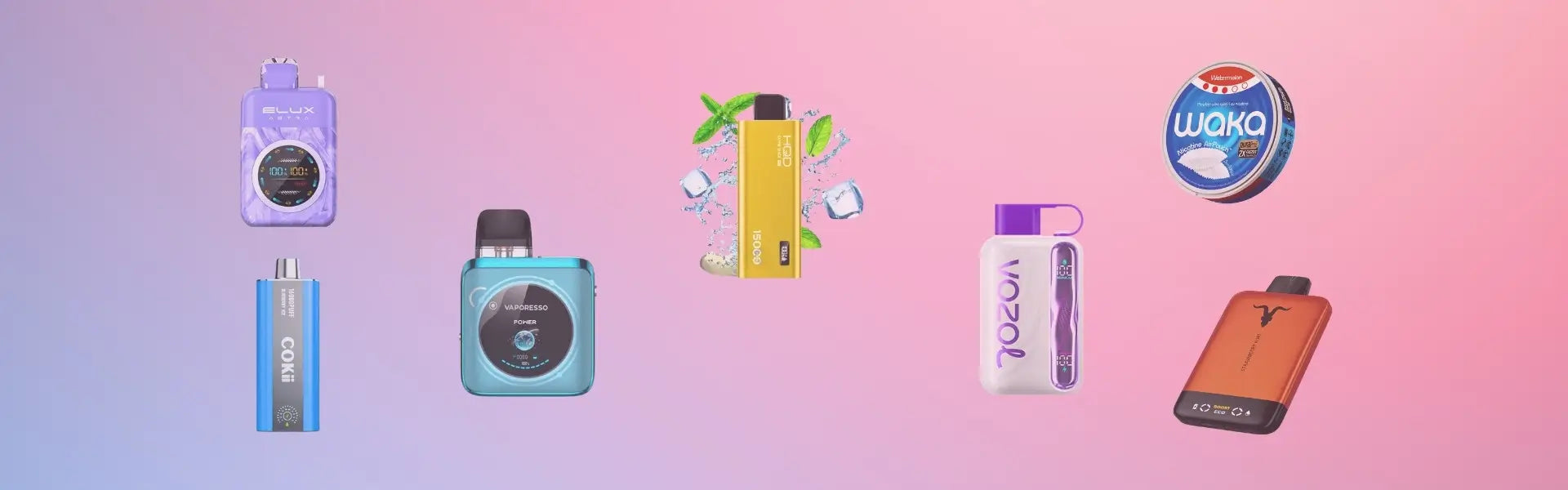 Latest product lineup of authentic disposable vapes, pod kits, and e-liquids from Well Vape.